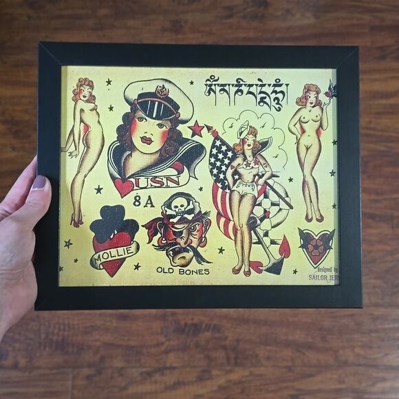 NWT, Framed American Traditional Tattoo Style Flash Print - Picture 1 of 1